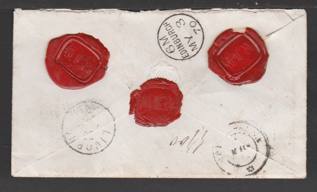 G.B. - LONDON 1870 Registered Cover from Villacidro, Italy, to Edinburgh franked by 1863-65 60c... - Image 2 of 2