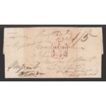 G.B. - ISLE OF MAN / LONDON 1825 Entire letter (file folds) from Castletown to Lichfield prepaid...