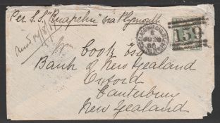 G.B. - EXHIBITIONS / TRAVELLING POST OFFICES 1888 Cover (corner fault) addressed to New Zealand "...
