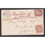 G.B. - KENT 1864 Registered cover from Marden to Sussex franked by a 1d red and 1862 4d each can...