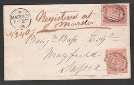 G.B. - KENT 1864 Registered cover from Marden to Sussex franked by a 1d red and 1862 4d each can...