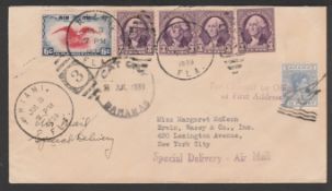 BAHAMAS 1939 Cover from Cat Cay to New York franked King George VI 2.1/2d cancelled by the "Marli...