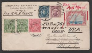 PHILIPPINES / AUSTRALIA / USA 1929 Cover to New South Wales with 1917 - 28 6c, 10c tied by Davoa...