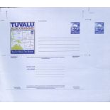 TUVALU 1981 Pair of 25c and 30c airletter proofs on unguillotined sheets with the values shown t...