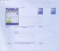 TUVALU 1981 Pair of 25c and 30c airletter proofs on unguillotined sheets with the values shown t...