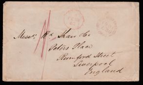 NEW ZEALAND 1861 Stampless Cover (slight overall soiling and part of back flap torn away on open...