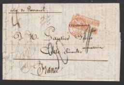 G.B. - SHIP LETTERS - LIVERPOOL 1854 Entire letter from Buenos Ayres to France with British P.O....