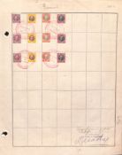 DANISH WEST INDIES 1907-08 5b to 50b - three sets affixed to two ledger pages, each stamp tied by...