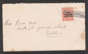 G.B. - IRELAND 1922 Cover (edge staining) to Dublin franked 1922 2d cancelled by the very scarce...