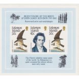 BRITISH SOLOMON ISLANDS / THEMATICS 1985 Audubon miniature sheet in imperforate proof form affix...