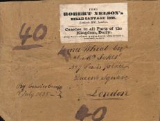 GREAT BRITAIN - PARCEL POST 1835 Parcel wrapper sent within London, from Ludgate Hill to Queens S...