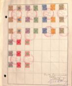 DENMARK 1907 Newspaper 1ö to 1k - three sets of ten values, all affixed to a ledger page, each s...