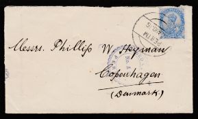 ADEN - PERIM 1916 Cover to Denmark franked 2a6p cancelled by "PERIM" datestamp, with scarce "PASS...