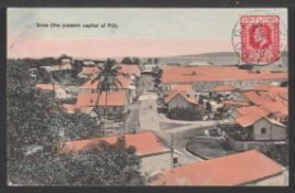 FIJI 1911 Picture postcard of Suva addressed to Egypt, a KEVII 1d on the picture side tied by fi...