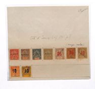 FRENCH COLONIES - IVORY COAST 1900 Set of four, 1912 surcharges set of five, affixed to a portion...