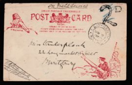 BOER WAR 1900 (Mar. 9) Ladysmith Siege "Long Tom" postcard (type 3) from Lt. Vanderplank, Natal...