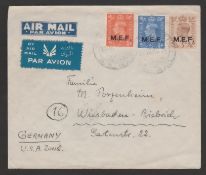 LIBYA 1948 Air Mail Cover from Benghazi to Germany bearing 2d, 2.1/2d and 5d overprints. The re...