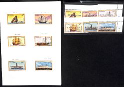 PHILIPPINES 1984 Water Transport: set of six designs in imperforate Proof form affixed to printe...