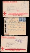 MALAYA - AUSTRALIA 1942 Australian Red Cross envelopes with differing "Japanese Red Cross" overp...