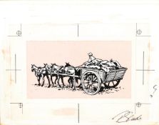 LESOTHO 1972 Original signed artwork for the 5c value of the Post Office Centenary issue, depict...