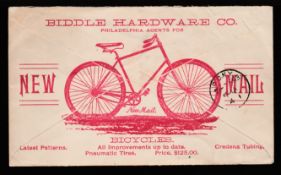 UNITED STATES 1893 3c postal stationery envelope with an illustrated advertisement for "Biddle H...
