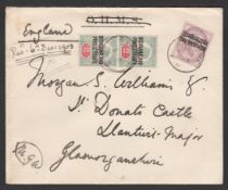BRITISH BECHUANALAND 1903 Cover to Wales franked 1897 1d lilac and 2d pair cancelled by "SEROWE...