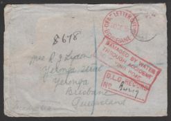 AUSTRALIA / CRASH MAIL 1938 (Nov. 23) Registered Cover from England to Australia, recorded from...