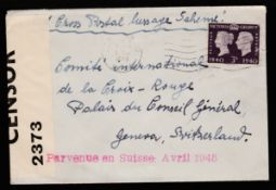 G.B. WORLD WAR TWO / SWITZERLAND 1940 (June 1) Cover from G.B to Switzerland endorsed "Red Cross...