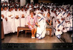 Royalty Princess Diana touching moment with nuns of Mother Theresa's Mission Indian Calcutta