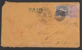 BRITISH COLUMBIA 1865 Cover (minor faults) from New Westminster to Killyleagh, Ireland with post...