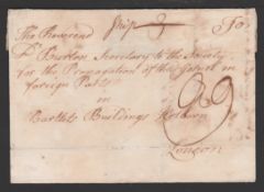 G.B - SHIP LETTERS - PORT GLASGOW 1766 Entire to The Society for the Propagation of the Gospel in...