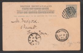 BECHUANALAND 1895 11/2d Postcards (faults) from Taungs, both written by J.S Moffat to his daughte...