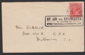AUSTRALIA 1929 (Dec 3) Cover flown by Eyre Peninsula Airways Ltd from Streaky Bay to Adelaide, p...