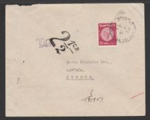 CYPRUS 1950 Cover from Israel to Larnaca franked 15p, handstamped "T" with scarce "2.1/2C.P." ch...