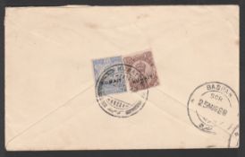 KUWAIT 1928 (Aug 22) Cover to Scotland endorsed "Air mail Basra - Cairo" franked on the reverse...