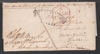 GIBRALTAR 1837 (Apr 24) Entire Letter to England prepaid at the 1d Soldiers concession rate head...