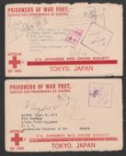 MALAYA / AUSTRALIA 1942-43 Australian Red Cross envelopes with differing Japanese Red Cross over...