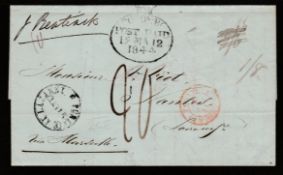 CEYLON / FORWARDING AGENTS 1844 Entire letter from Port Louis, Mauritius, to France sent by forw...