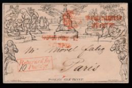 G.B. - MULREADYS 1840 (July 25) 1d Lettersheet stereo A16 (minor faults) from London to Paris ca...