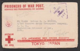 AUSTRALIA 1942 Australian Red Cross envelope to Driver H.D Harris, A.I.F, a P.O.W in Java, Japane...