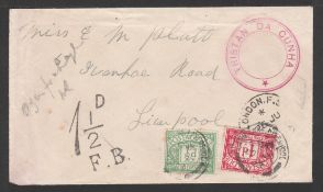 TRISTAN DA CUNHA 1929 Stampless cover to England with a superb strike of the scarce type IV Tri...