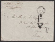 GOLD COAST 1900 (Aug 16) Stampless cover to London endorsed "On Field Service Ashanti, no stamps...