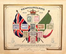 NEWFOUNDLAND 1910 Printed card headed "Newfoundland 1610-1910" with the British and Newfoundland...