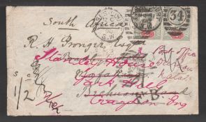BECHUANALAND / SOUTH AFRICA / G.B. - POSTAGE DUES 1890 Cover from London to Mafeking franked 2d p...