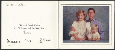 Royalty .Diana Princess of Wales and Prince Charles 1984 Christmas - New Year hand signed card.