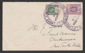 GILBERT & ELLICE ISLANDS c.1937 Cover to New South Wales bearing KGV 1/2d and 1d violet each can...