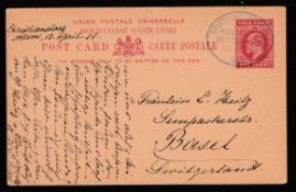 GOLD COAST 1911 1d Postal stationery postcard written from Christiansborg to Switzerland cancell...