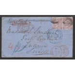 G.B. - LONDON 1866 Registered Cover from Liverpool to Switzerland, with "DALE-STREET / L'POOL" c...
