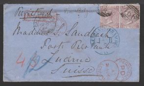 G.B. - LONDON 1866 Registered Cover from Liverpool to Switzerland, with "DALE-STREET / L'POOL" c...