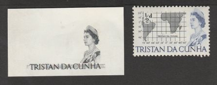 TRISTAN DA CUNHA 1965 Bradbury Wilkinson ESSAY DIE PROOF of the Queen's portrait and country nam...